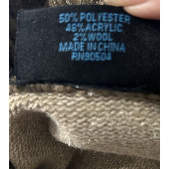 Lord Jeff Mens XL Wool Blend Heavy Knit Tan Sweater Full Zip Suede Shoulder - Picture 10 of 10